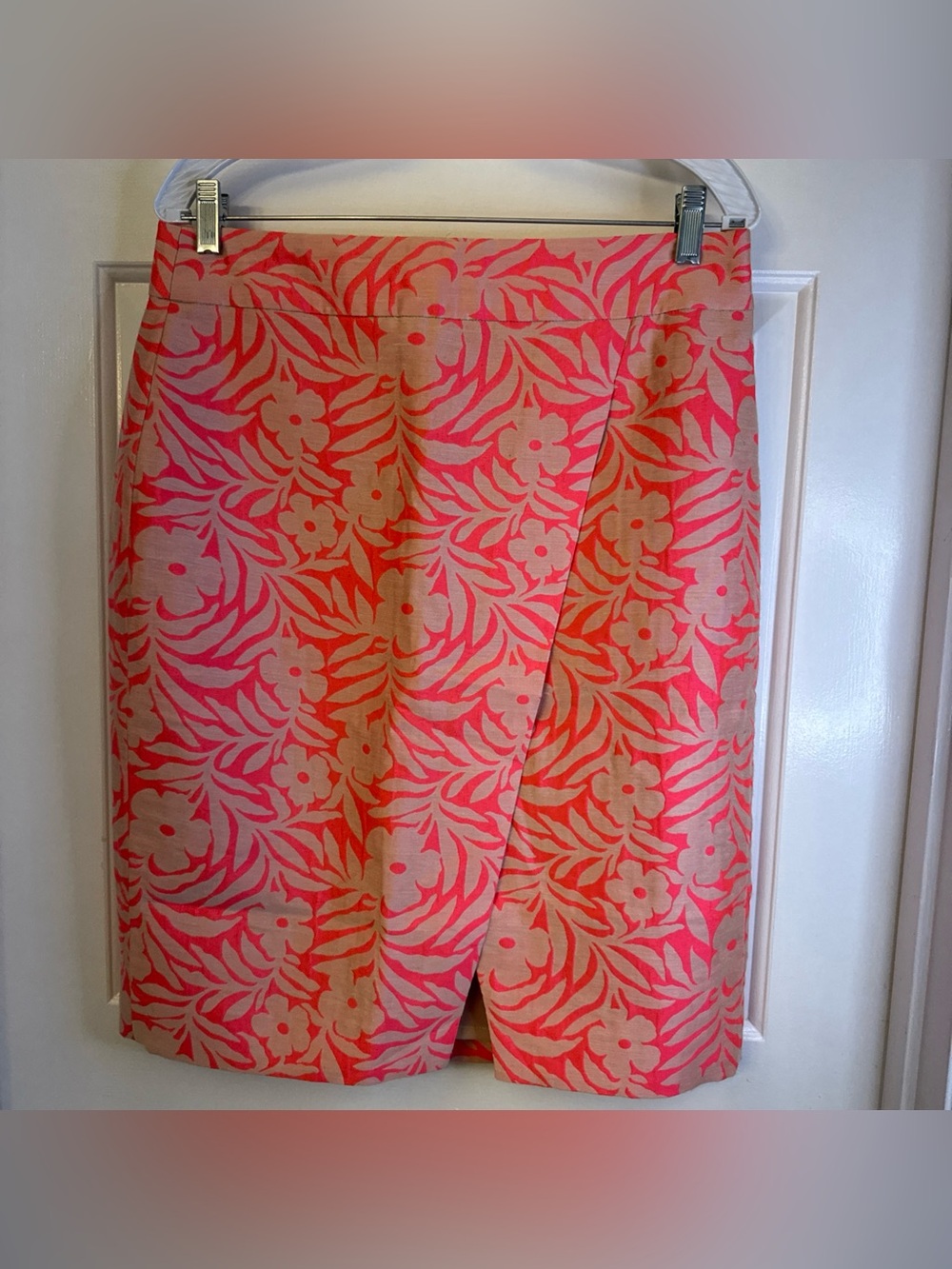 J. Crew Plumeria Jacquard Crossover Pencil Skirt Size 12 Floral Pink NWT
